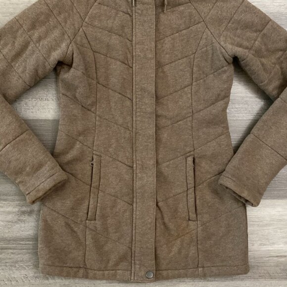 The North Face Puffer Jacket Hooded Women's XS Brown Heather Zip Pockets Quilted - Picture 15 of 15